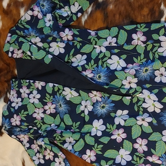 Karl Lagerfeld Floral Midi Dress - Black and Blue - Picture 5 of 5